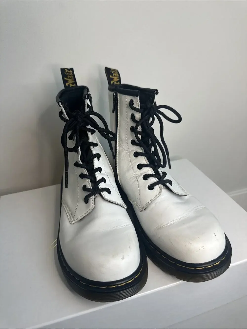 Doc Martens 1460 Y White Boots Side Zipper Air Wair Women's 5